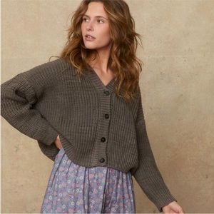 NWT Christy Dawn The Cindy Cotton Linen Button Sweater Cardigan Pepper Medium